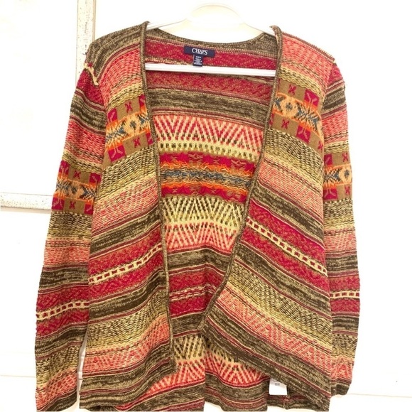 Chaps Multicolor Patterned Women's Cardigan medium - Picture 5 of 5
